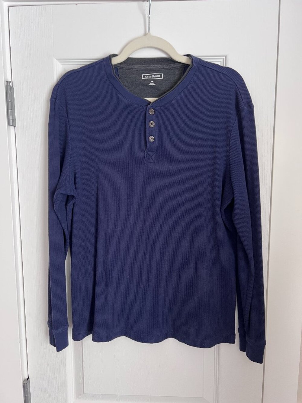Club Room Men's Thermal Long Sleeve Henley Shirt - Size M